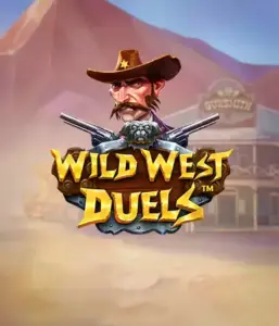  Step into the rugged world of "Wild West Duels" by Pragmatic Play, featuring a tough gunslinger ready for a showdown. The image shows a resolute cowboy with crossed pistols, framed by a desert backdrop. His intense eyes and elaborate attire embody the spirit of the Old West. The game's title is boldly presented in a striking font, complementing the exciting theme. 